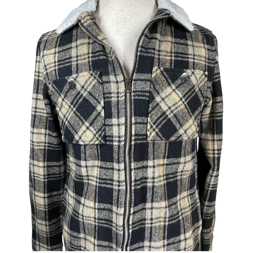 ⁠WeSC Liam OG Plaid Fleece Shacket Mens M Womens L Sherpa Collar Zip⁠ Streetwear